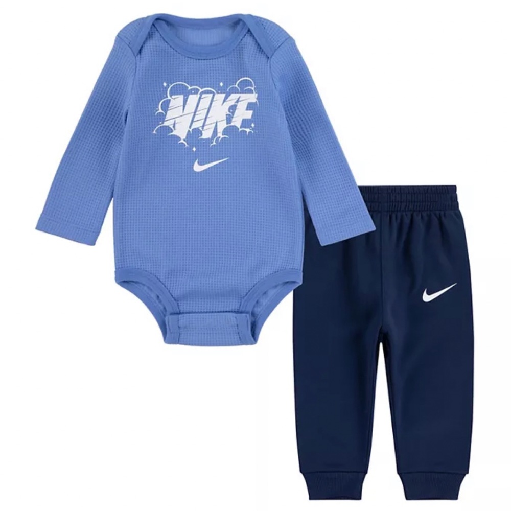 Baby Boy Nike Dri-FIT Thermal Cloud Bodysuit & Pants Set 3 MONTHS, Blu
